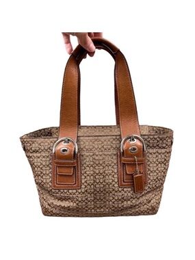 Vintage Y2k Coach soho pleated brown signature C print satchel shoulder bag